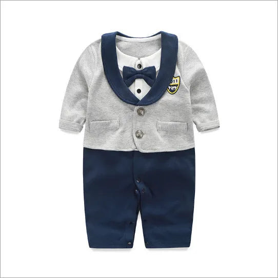 Cotton baby jumpsuit long sleeve in gentleman style for spring and autumn wear