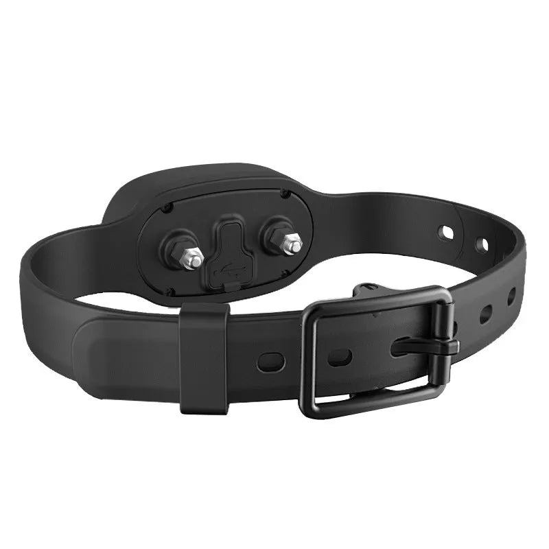 Black and orange waterproof rechargeable remote dog training collar with handheld transmitter