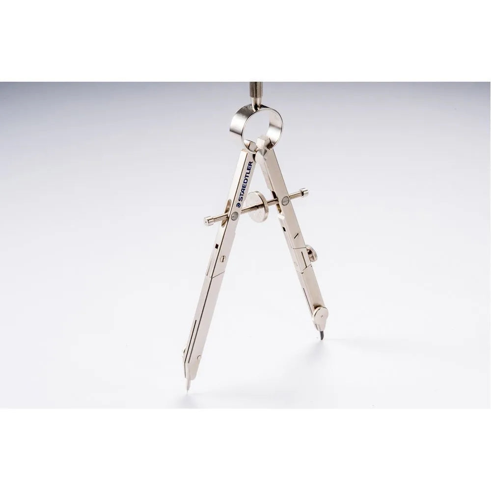 STAEDTLER steel car compass with telescopic rod showing 265mm drawing capacity
