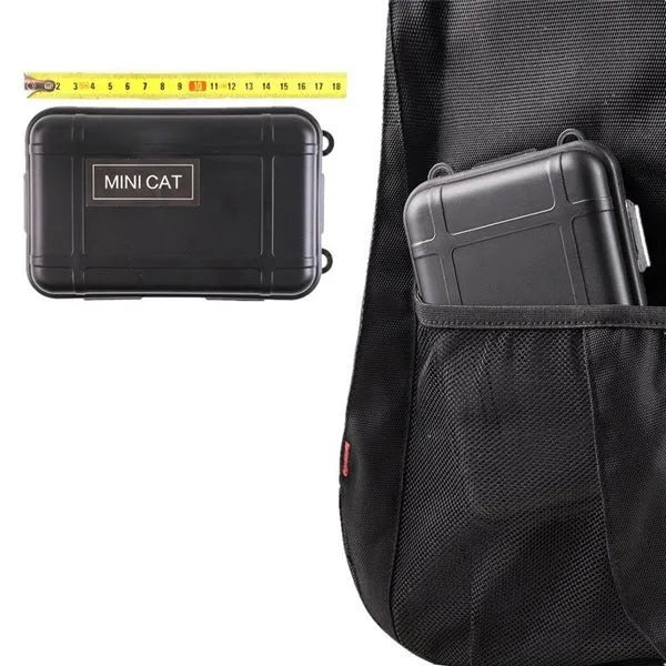 13-piece outdoor survival tool kit with black stainless steel emergency box containing multiple emergency implements