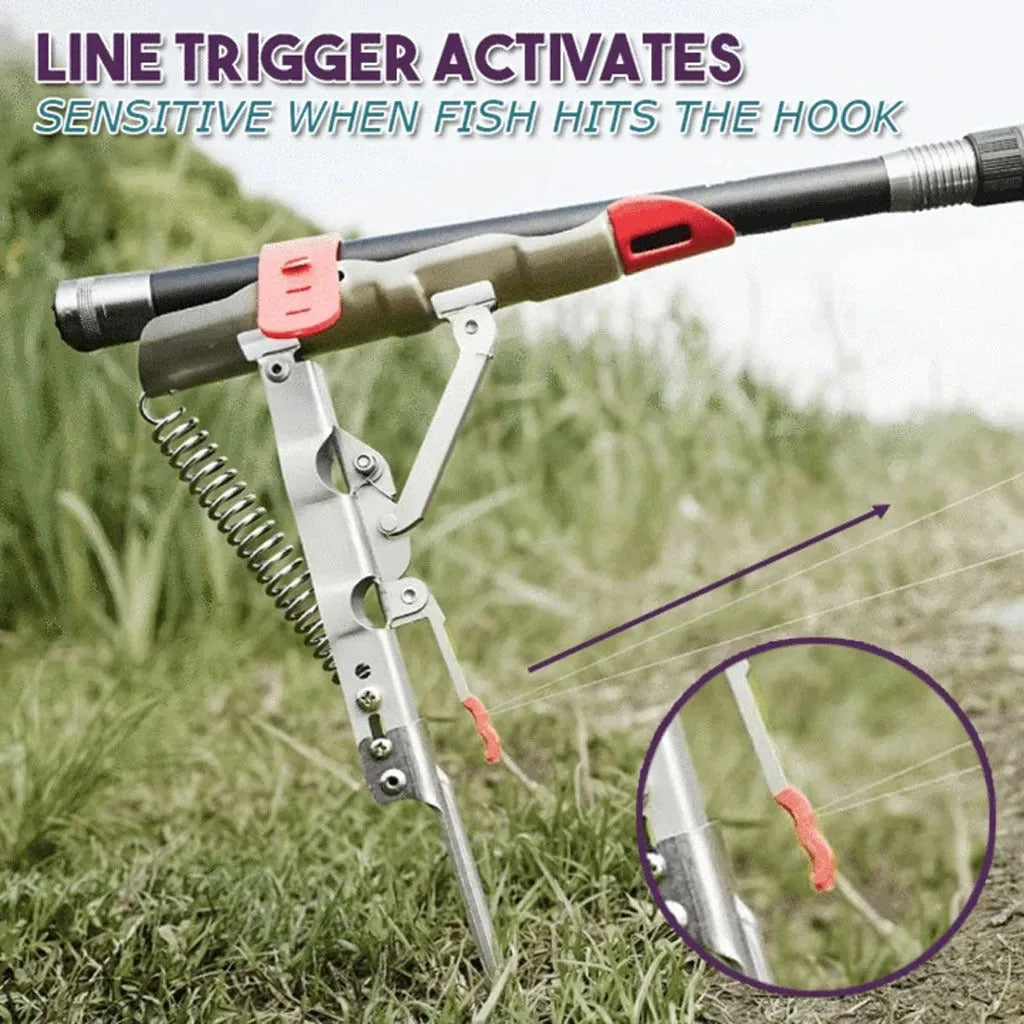 Automatic stainless steel sea rod holder with 32cm storage length and silver red finish