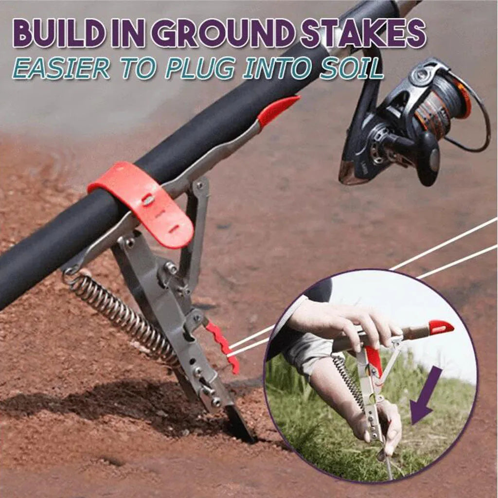 Automatic stainless steel sea rod holder with 32cm storage length and silver red finish