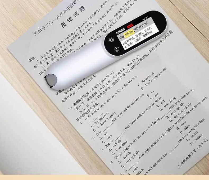 Pearl white smart scanning pen with 16GB storage for textbook translation and OCR
