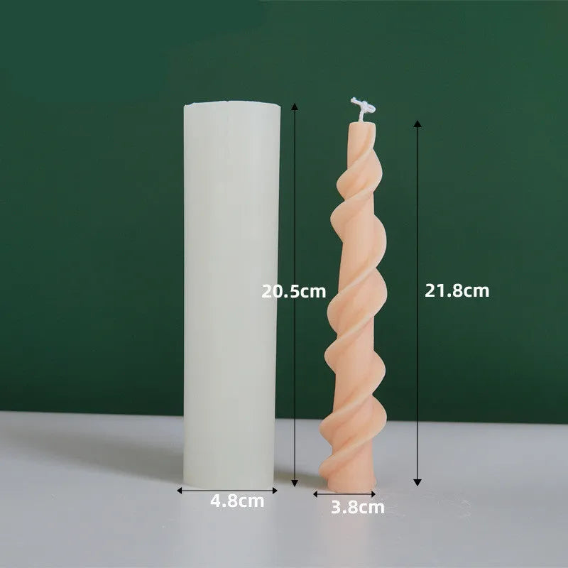 Spiral lace rod silicone candle mould with rotating screw mechanism for DIY candle making