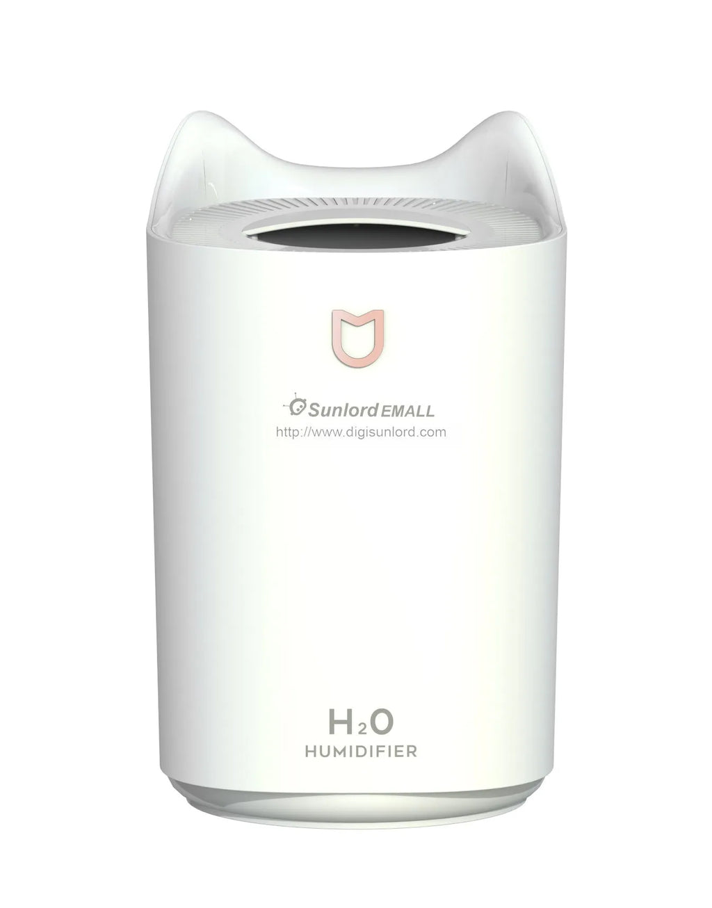 Double spray humidifier with three mist outlets and USB cable in Coral Pink or Glacier White colour