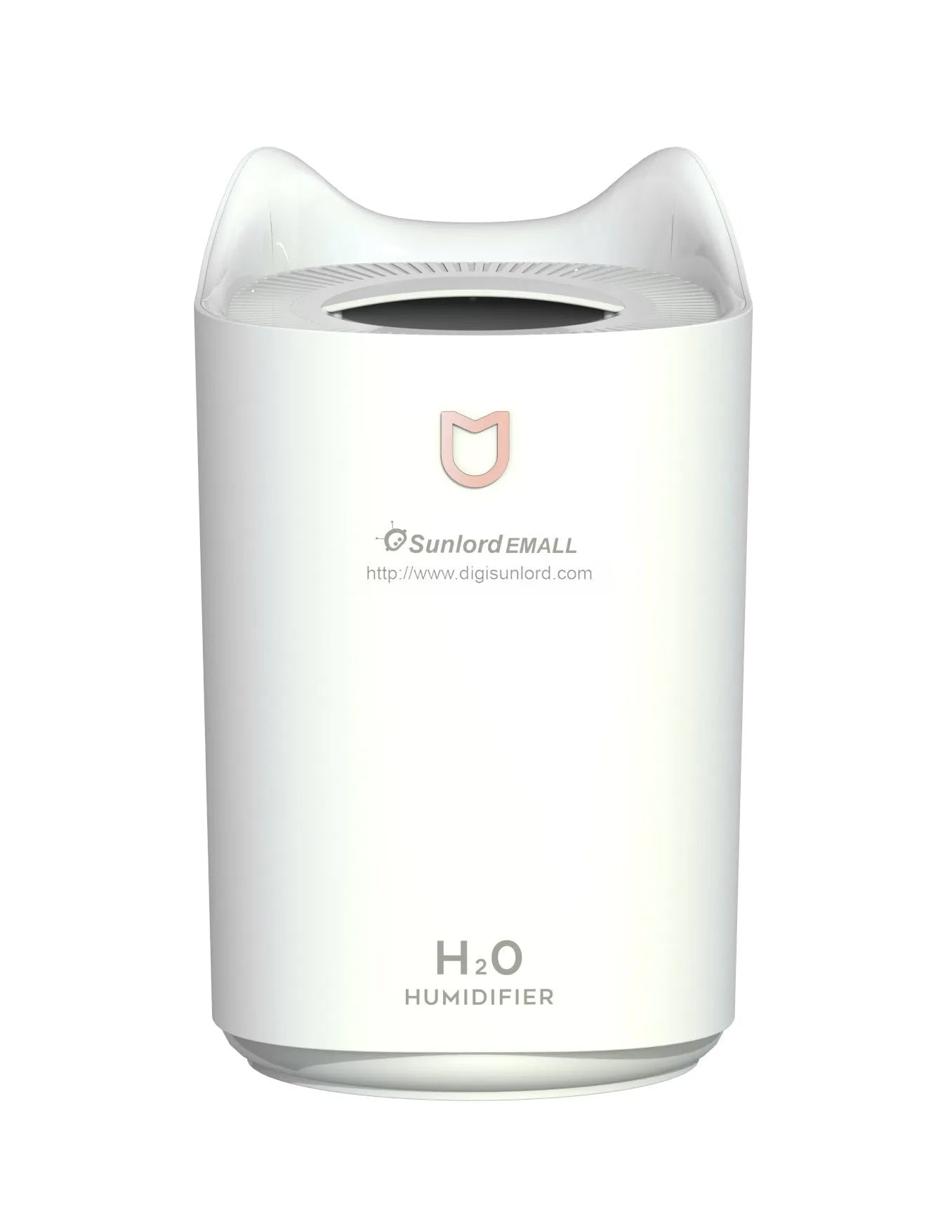 Double spray humidifier with three mist outlets and USB cable in Coral Pink or Glacier White colour