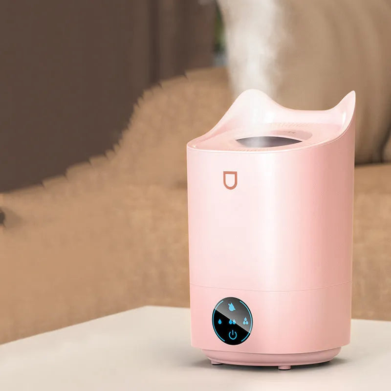 Double spray humidifier with three mist outlets and USB cable in Coral Pink or Glacier White colour
