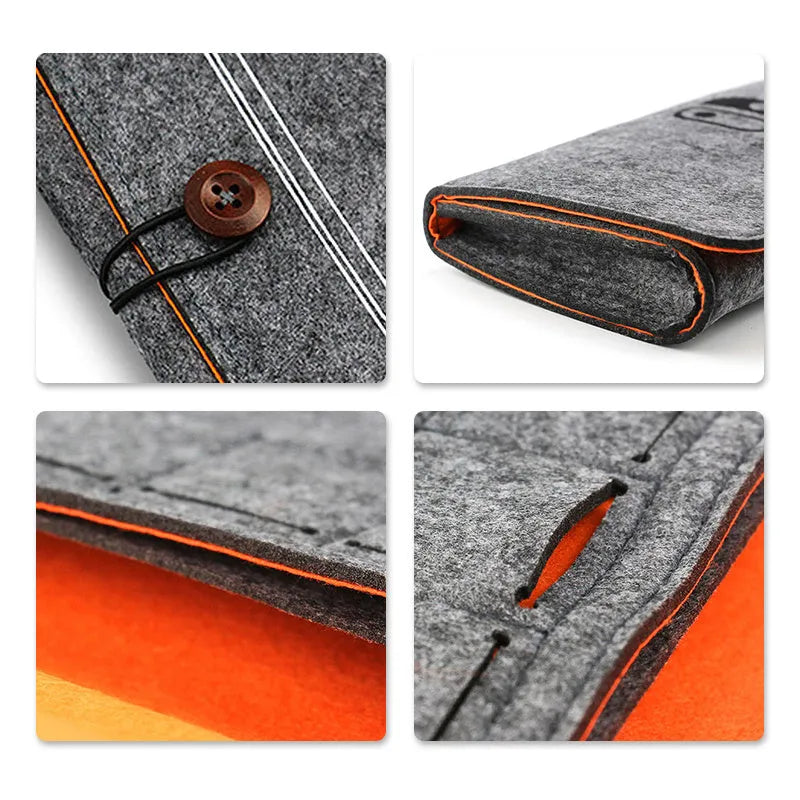 Black and grey felt pouch bag for Nintendo Switch console with game card slots
