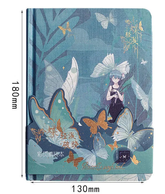 Butterfly Series A5 hardcover notebook with colour pages and bronzing finish