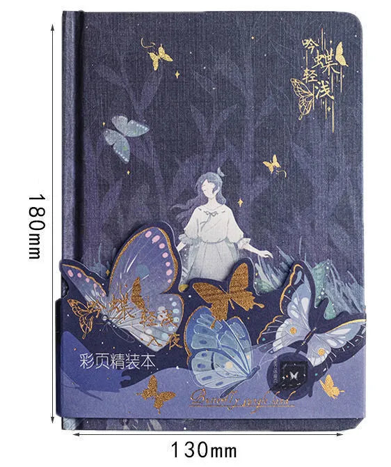 Butterfly Series A5 hardcover notebook with colour pages and bronzing finish