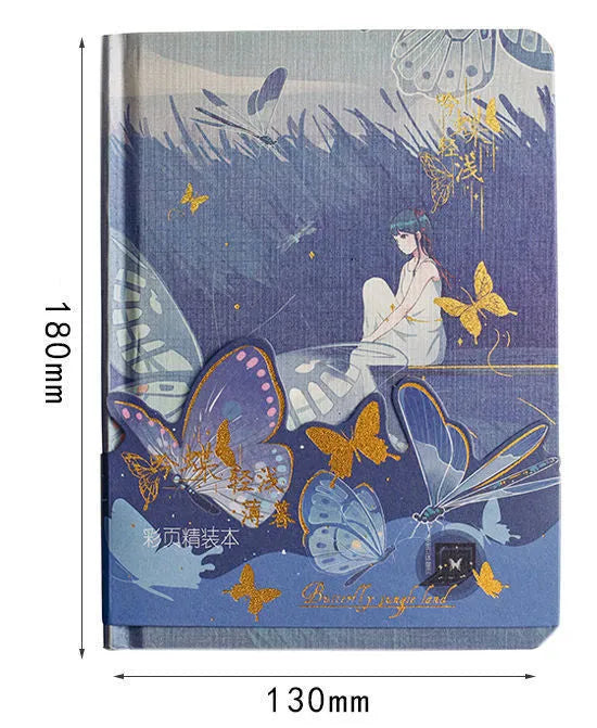 Butterfly Series A5 hardcover notebook with colour pages and bronzing finish