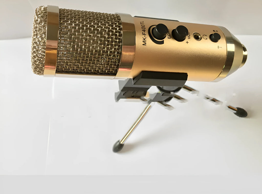 Gold condenser USB microphone with mounting bracket for mobile phone and computer recording