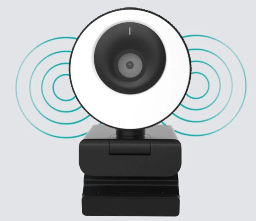 Black USB web camera for computer with 1080p resolution, built-in microphone, and magnetic privacy cover
