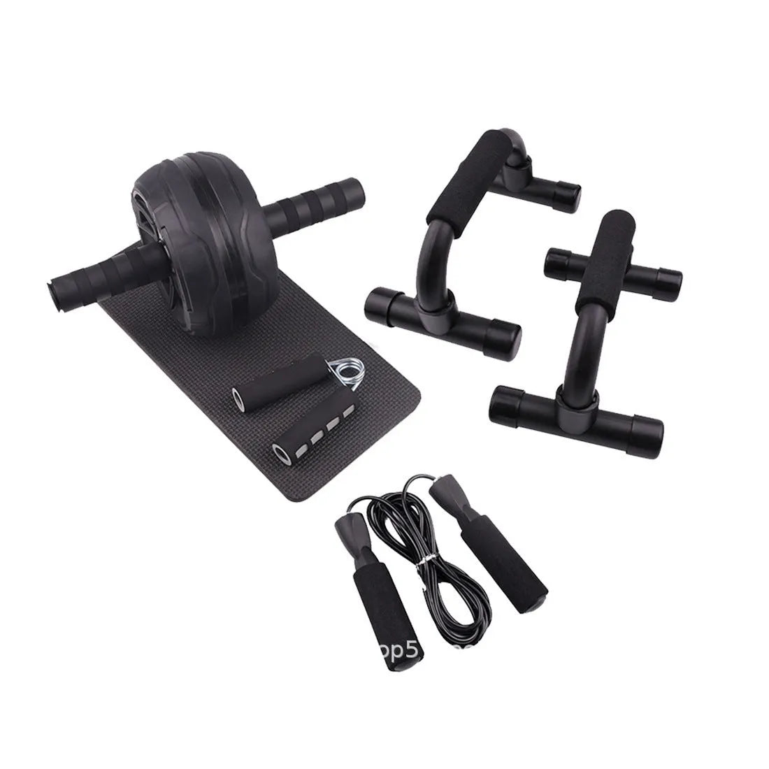 Resistance bands push-up bar set with abdominal exercise wheel in choice of colours