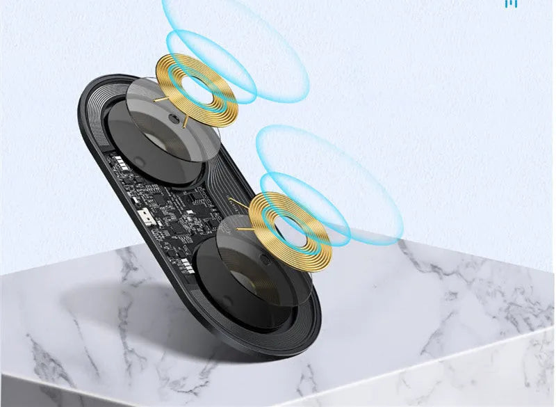 Baseus minimalist wireless charger for phones and pods with power bank unit in black, transparent or white