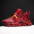 Men's high-top basketball shoes with camouflage pattern in black, green, red, and white colour options