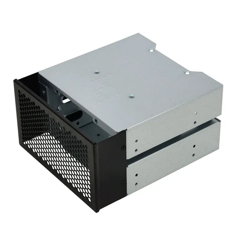 Transparent 5.25 to 3.5 inch hard drive cage for desktop PC optical drive bay conversion