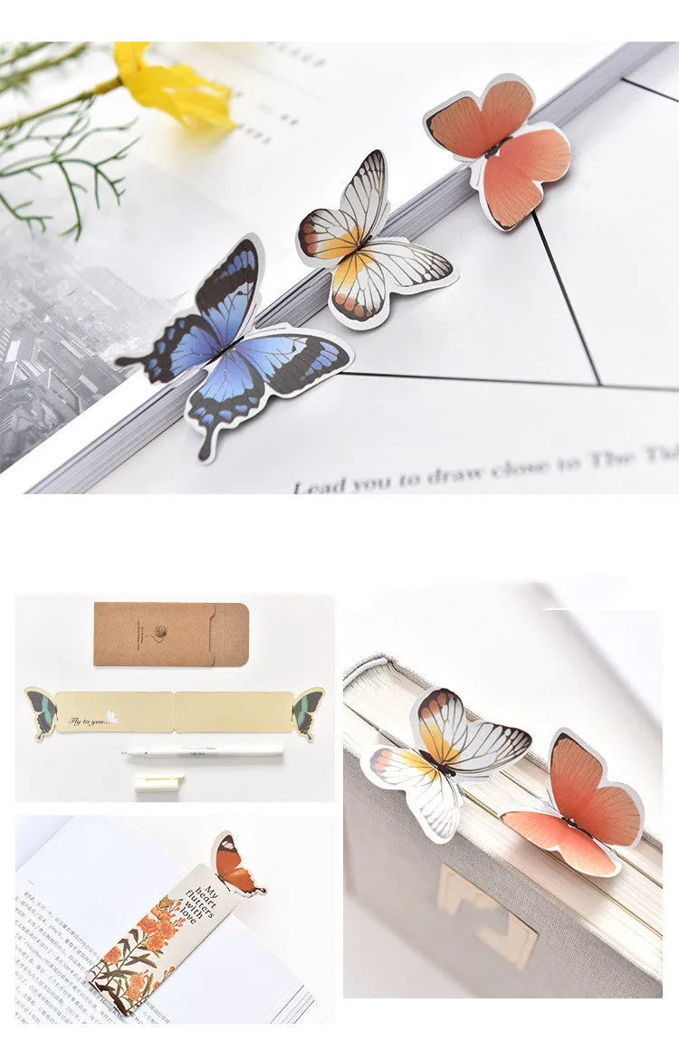 Butterfly paper bookmark measuring 13.5cm by 5.5cm with colourful design for page marking