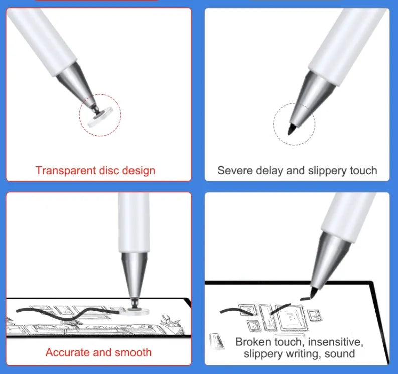 Capacitive stylus pen for iPhone and Android, aluminium alloy body, fine nano nib, 178mm length, black white silver
