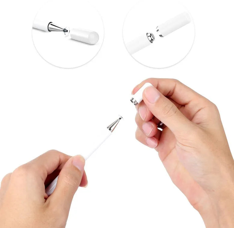 Capacitive stylus pen for iPhone and Android, aluminium alloy body, fine nano nib, 178mm length, black white silver