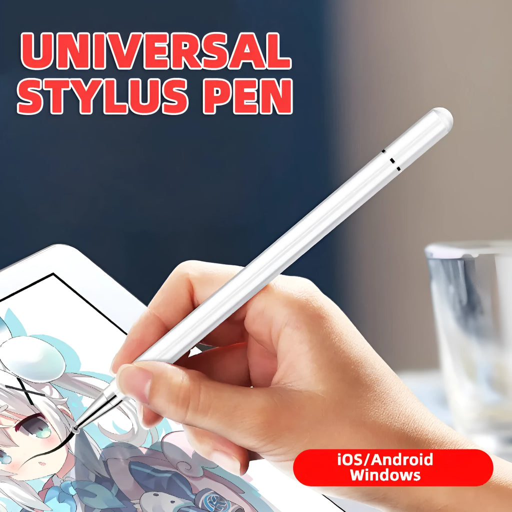 Capacitive stylus pen for iPhone and Android, aluminium alloy body, fine nano nib, 178mm length, black white silver