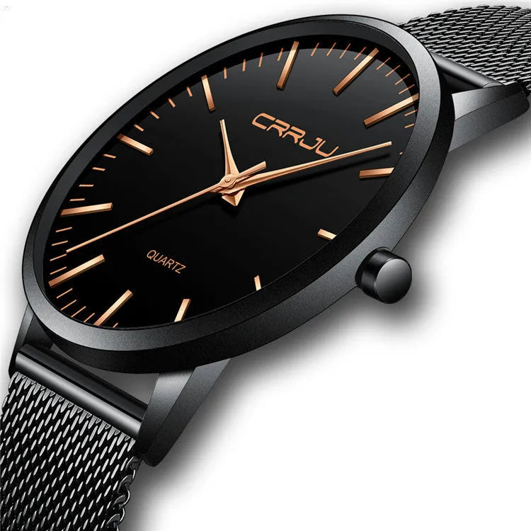 Casual quartz wristwatch with alloy case and plexiglass lens showing colour variations