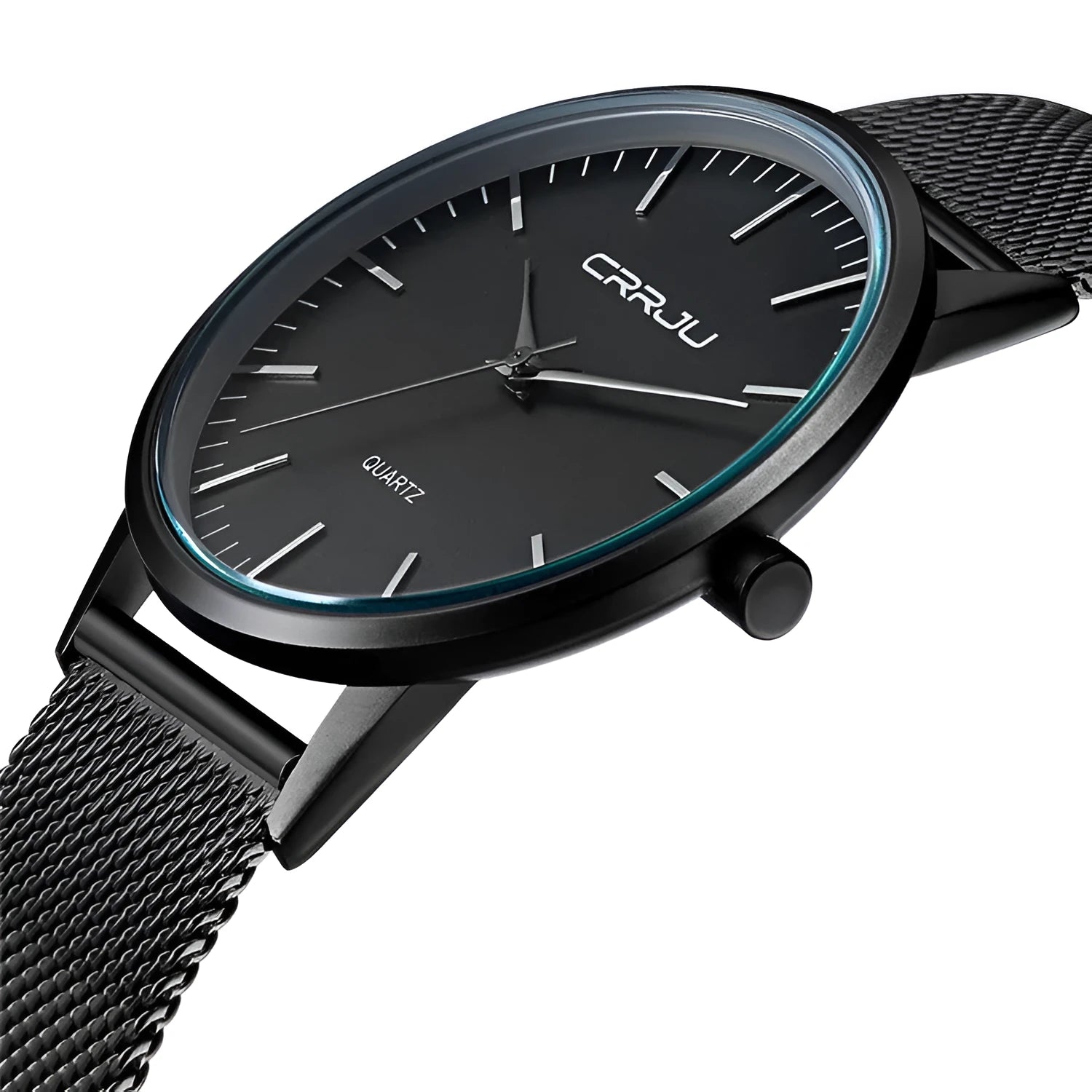 Casual quartz wristwatch with alloy case and plexiglass lens showing colour variations