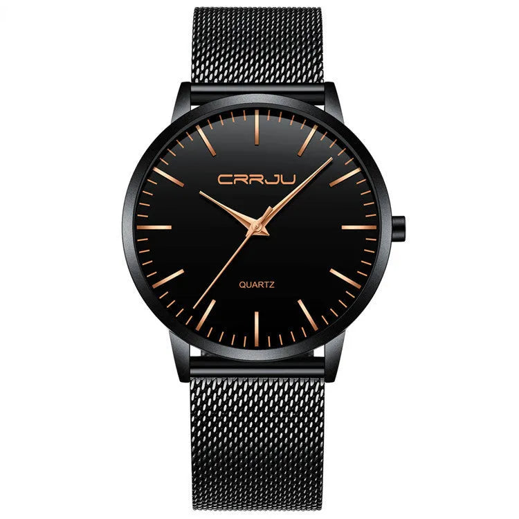 Casual quartz wristwatch with alloy case and plexiglass lens showing colour variations