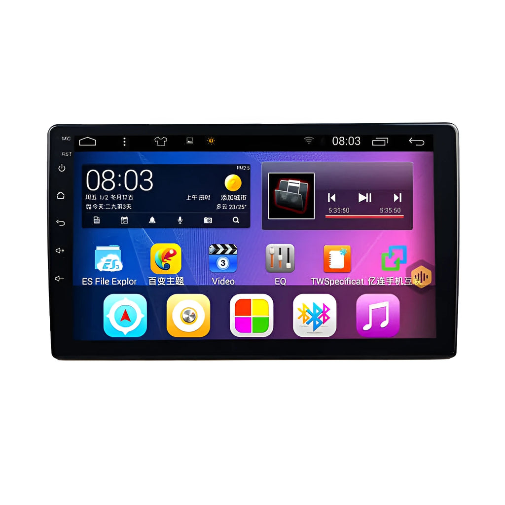 Black car navigator with large rotating LCD screen for GM vehicles showing adjustable display mechanism
