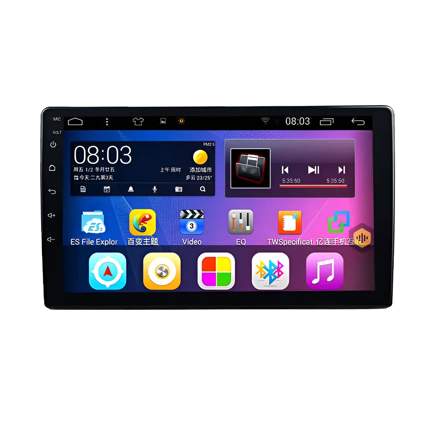 Black car navigator with large rotating LCD screen for GM vehicles showing adjustable display mechanism