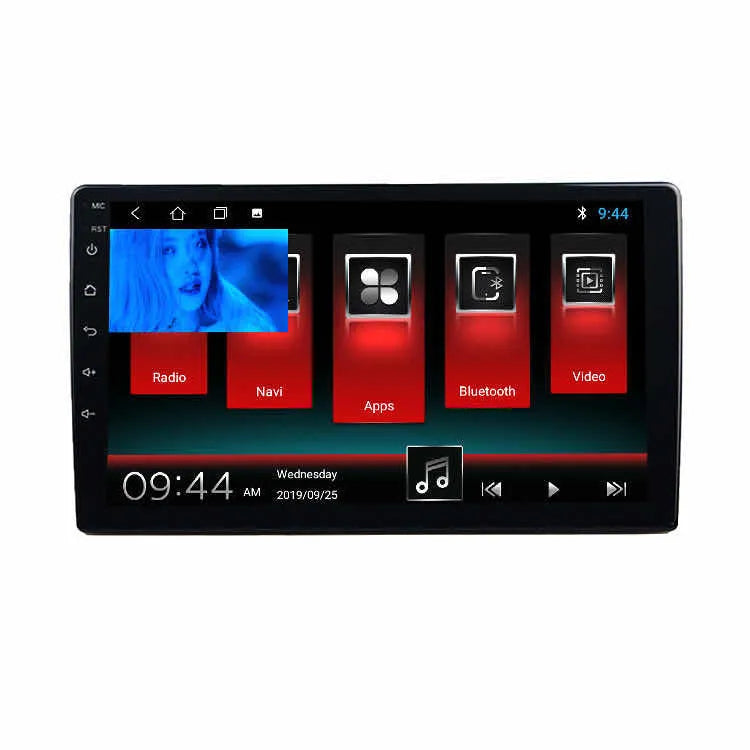 Black car navigator with large rotating LCD screen for GM vehicles showing adjustable display mechanism