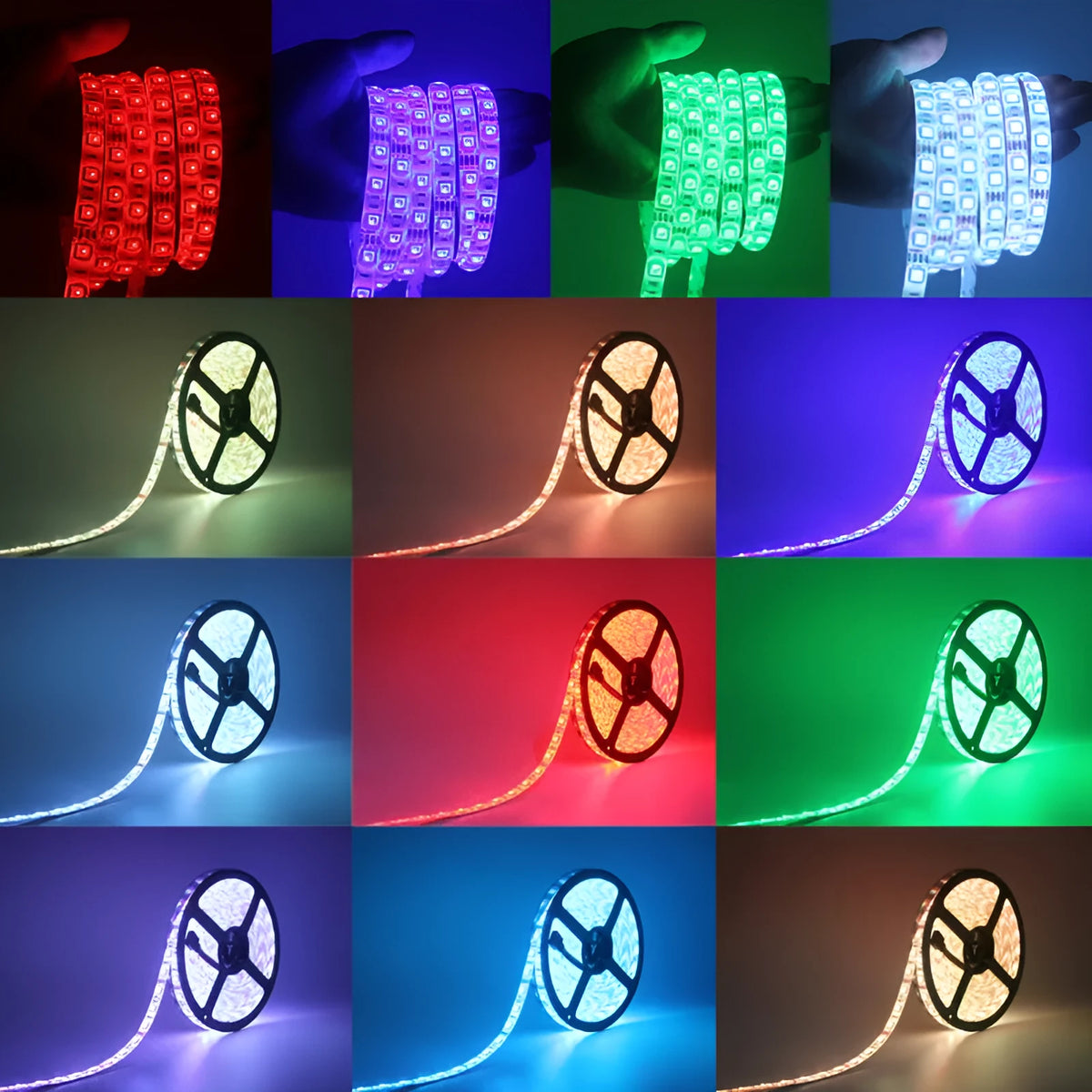 5050 RGB LED strip light 60 LEDs per metre 12V with remote control and waterproof style options