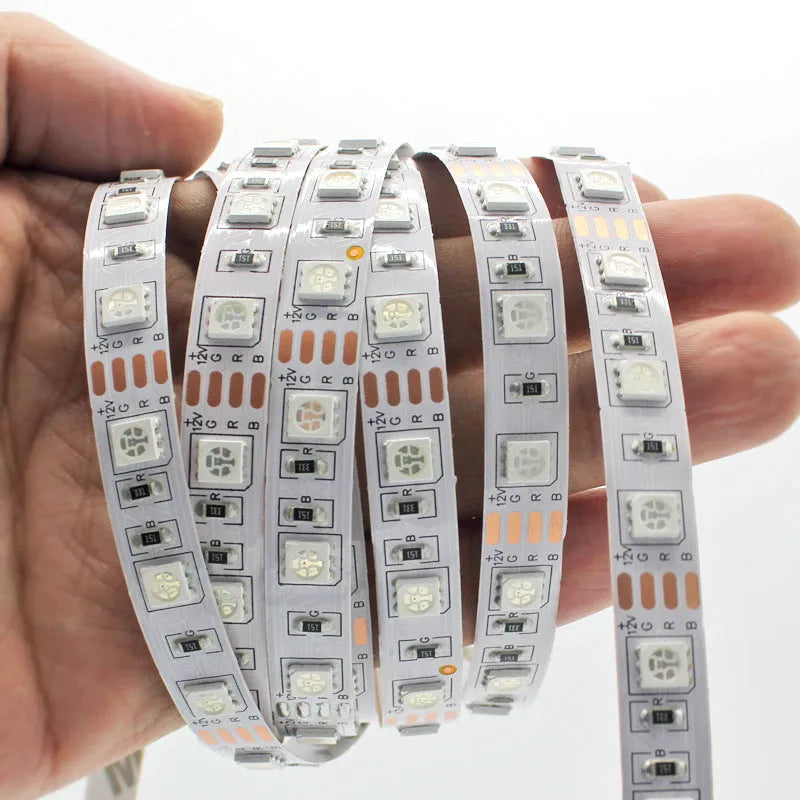 5050 RGB LED strip light 60 LEDs per metre 12V with remote control and waterproof style options