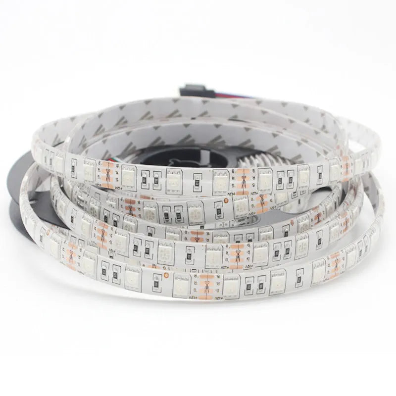 5050 RGB LED strip light 60 LEDs per metre 12V with remote control and waterproof style options