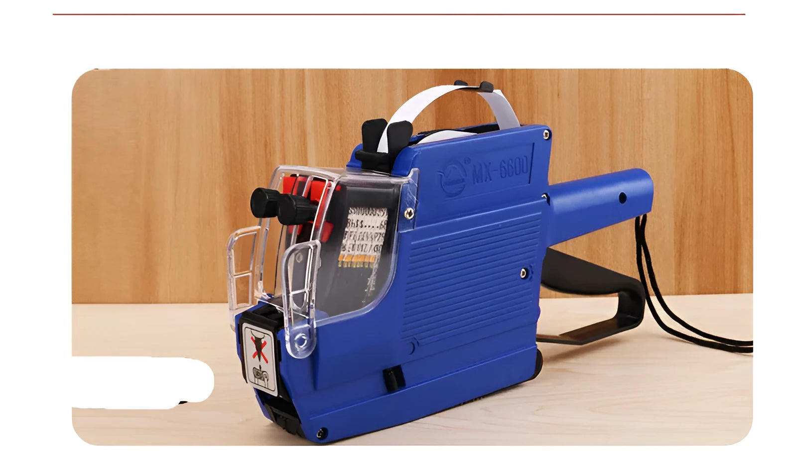 Manual supermarket price marking machine with ink roller and paper rolls for bottle packaging labelling