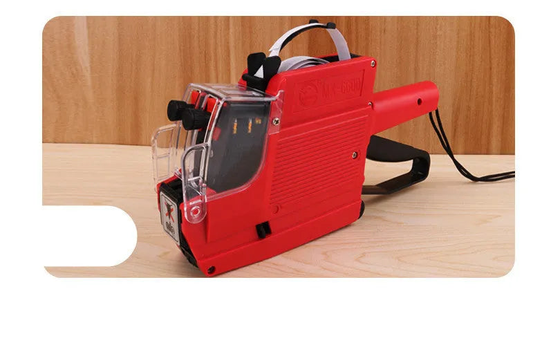 Manual supermarket price marking machine with ink roller and paper rolls for bottle packaging labelling