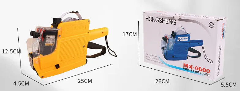 Manual supermarket price marking machine with ink roller and paper rolls for bottle packaging labelling