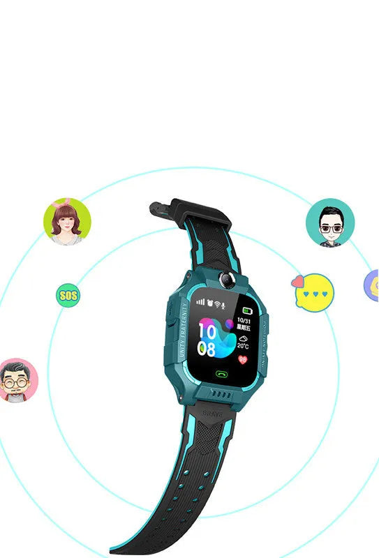 Z6 Q19 children's smart watch with GPS in green, showing the 1.44-inch touch screen on a wrist.
