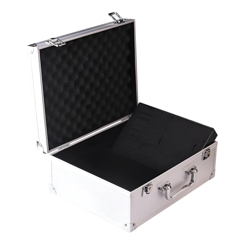Aluminium tattoo equipment storage box with adjustable compartments for ink and needle organisation