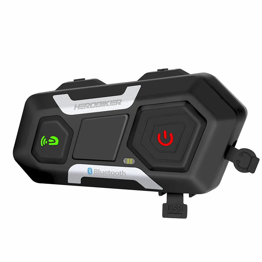 HEROBIKER motorcycle intercom helmet headset, Bluetooth 3.0, waterproof, 1200M, 85 x 42 x 23 mm, black