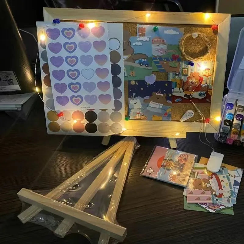 Cork board photo wall message board in 20cm x 30cm or 30cm x 40cm with optional stickers, support and cards
