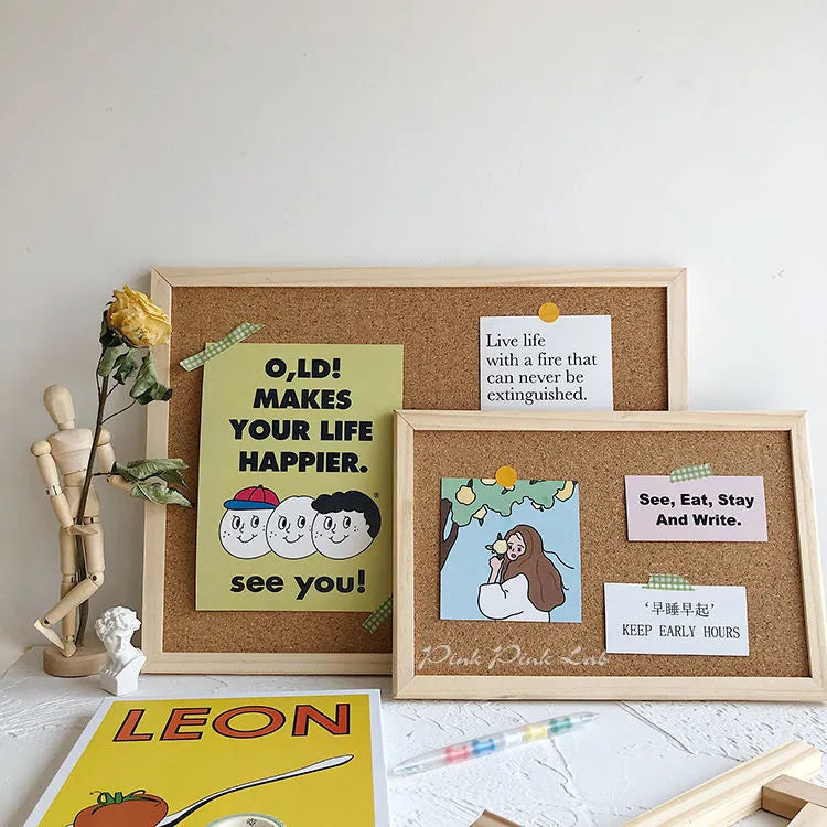 Cork board photo wall message board in 20cm x 30cm or 30cm x 40cm with optional stickers, support and cards