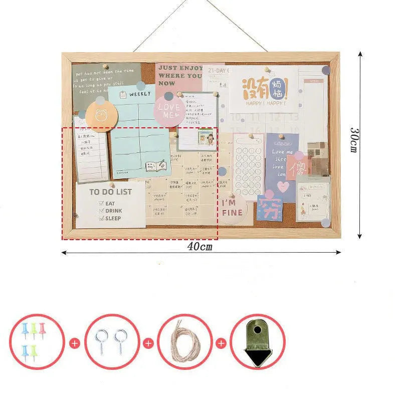 Cork board photo wall message board in 20cm x 30cm or 30cm x 40cm with optional stickers, support and cards