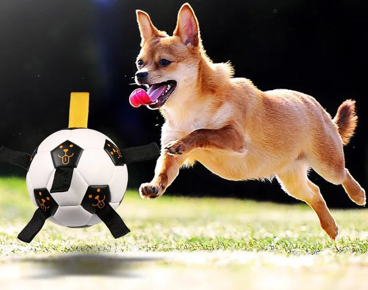 White 17cm TPU dog training ball with attached rope and inflatable tube, 300g pet ball toy.
