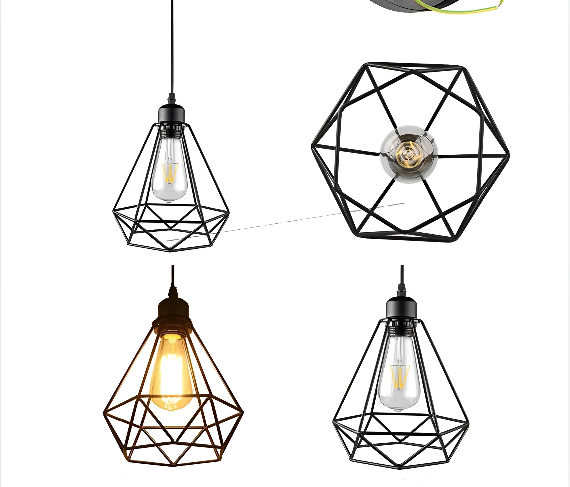Nordic Retro Iron Chandelier with retractable 21x26x26cm size for living room ceiling