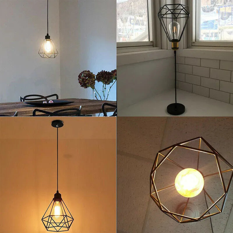 Nordic Retro Iron Chandelier with retractable 21x26x26cm size for living room ceiling