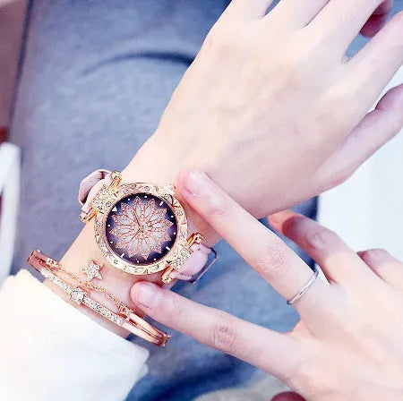 Women's diamond decorated watch with round 32mm dial, waterproof to 30 metres, available in nine colours