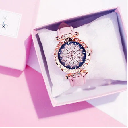 Women's diamond decorated watch with round 32mm dial, waterproof to 30 metres, available in nine colours