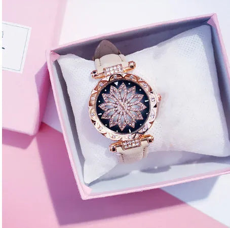 Women's diamond decorated watch with round 32mm dial, waterproof to 30 metres, available in nine colours