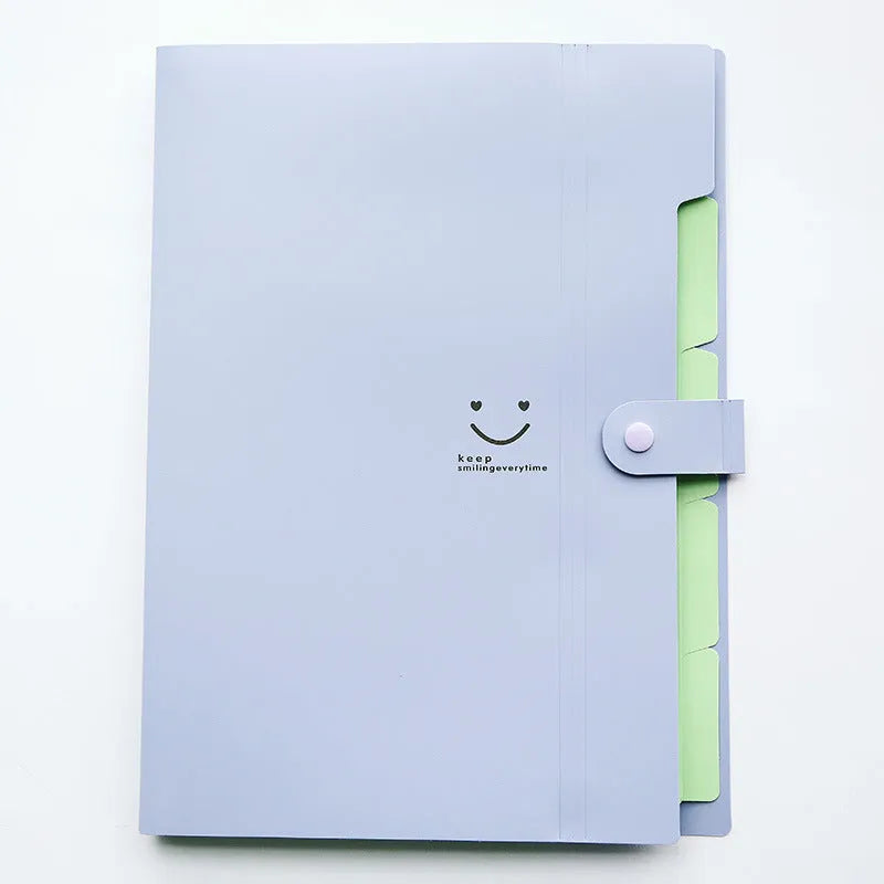 A4 plastic multi-page document folder in black with multiple internal layers, 32.4 by 23.6 cm